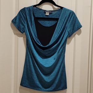 AMERICAN CITY WEAR Teal Cowl Neck Top Size Small